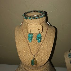 Jewelry - Turquoise earrings necklace and bracelets set Jewelry - Turquoise earrings necklace and bracelets set